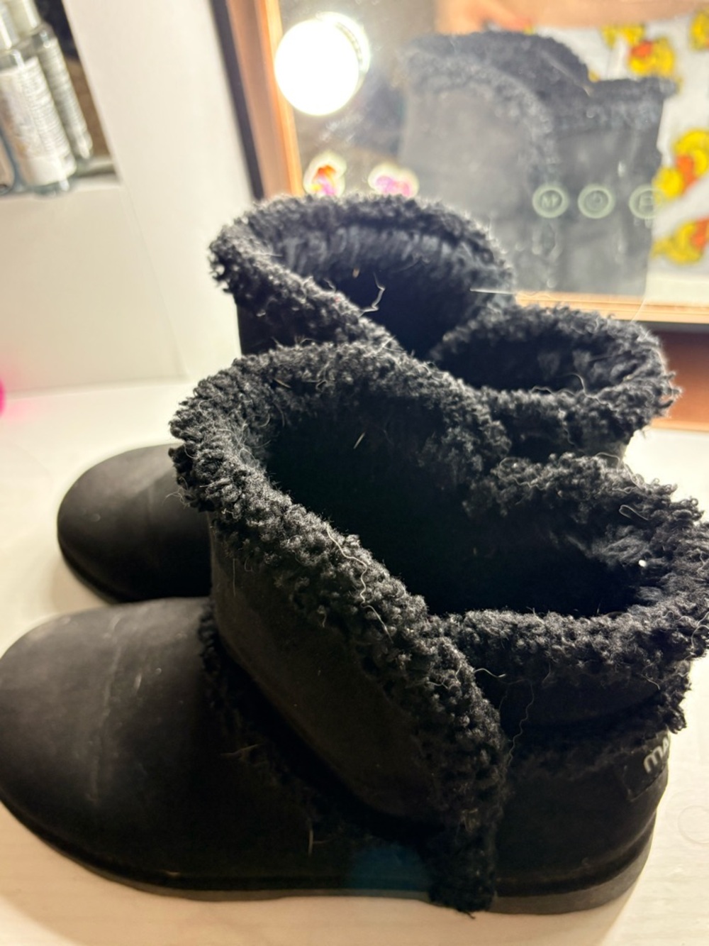 Women's Black Fuzzy Lined Ankle Booties